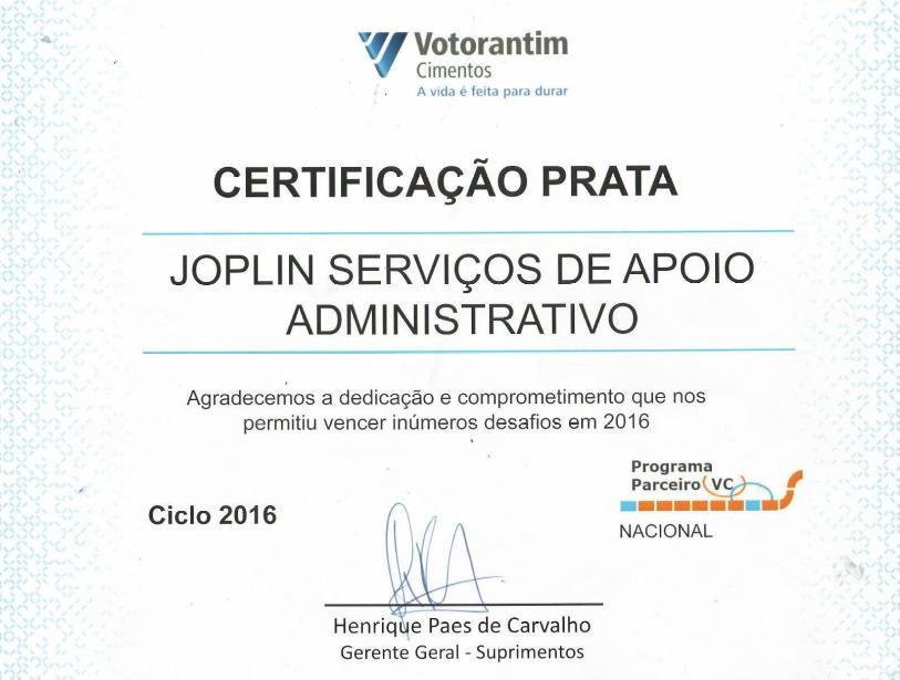 Certificação Joplin 2